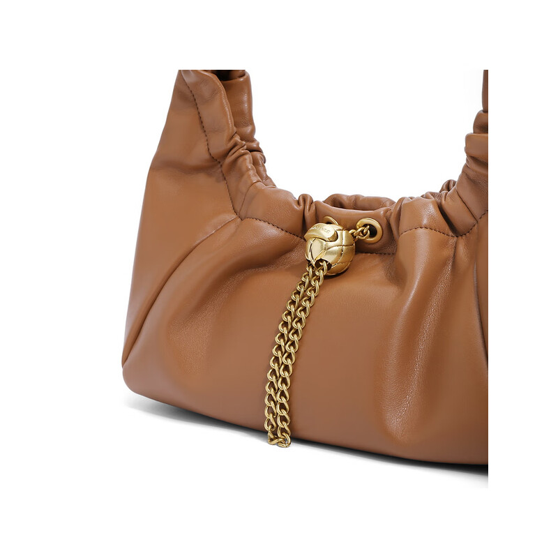 百丽包包女2023秋季新款时尚百搭休闲单肩通勤褶皱腋下包X9172CX3 棕色 F