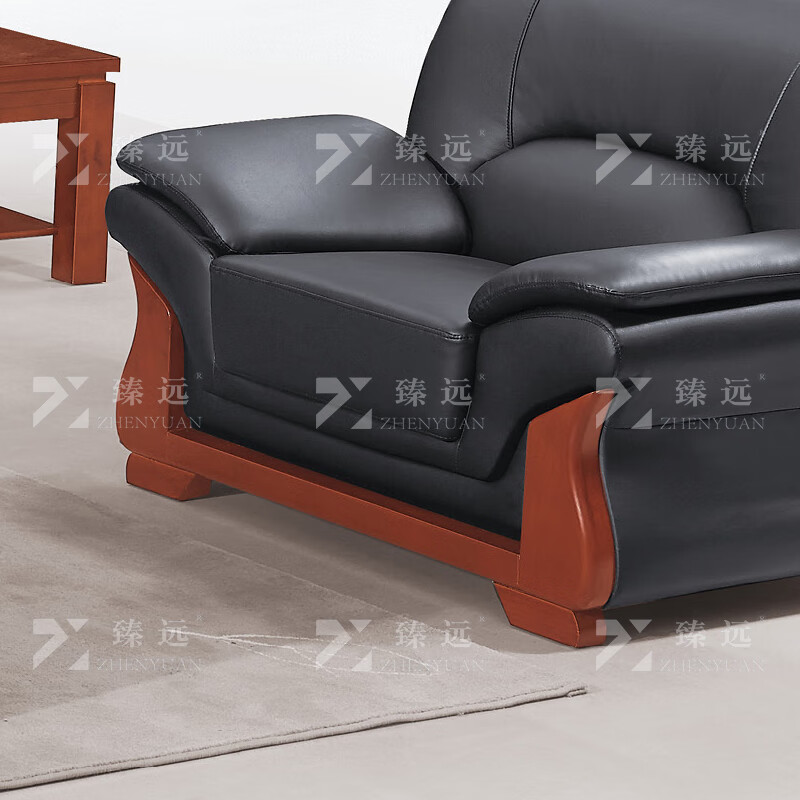 臻远ZYJJ-80287办公沙发茶几组合办公室简约会客接待沙发牛皮三人位