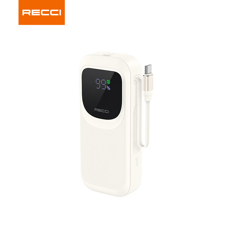 RECCI锐思RPB-P47移动电源一万毫安超级快充22.5支持华为荣耀自带线Type-C口输出快充适用苹果 米色
