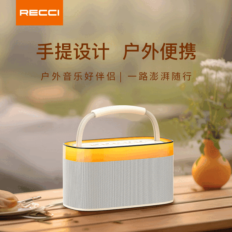 RECCI锐思RSK-W40蓝牙无线音响户外便携支持呼吸灯跑马灯光随声动双喇叭设计超强立体声 霜露白