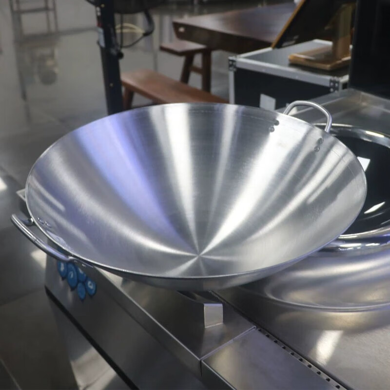 杭阁时代凹面电磁炉专用锅不锈钢酒店炒菜锅50cm60cm商用电磁灶燃气炒锅