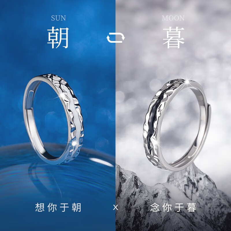 朵诗梵菲情侣戒指一对小众设计男女可调节对戒平安夜圣诞节礼物生日送女友