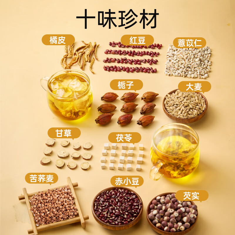 老金磨方 五指毛桃茯苓茶薏米水15袋药食同源祛湿茶0脂0能量苦荞大麦芡实养生120g