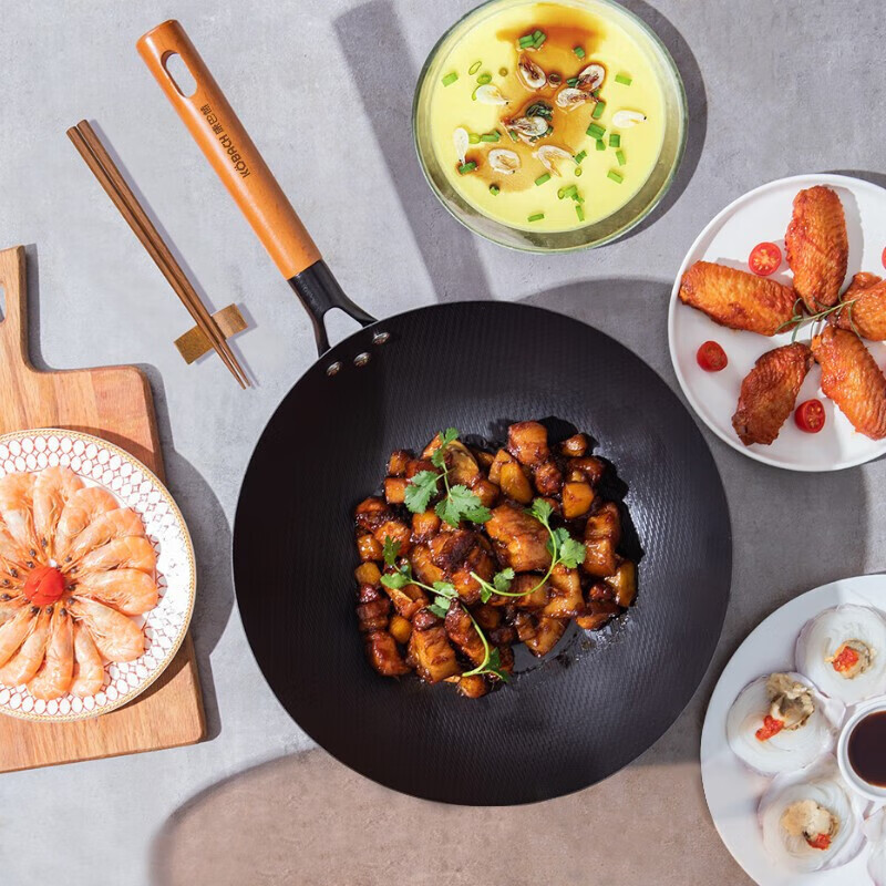 KBH 康巴赫 LPB-M32 米纹精铁无涂层铁锅 32cm 多重优惠折后￥59包邮