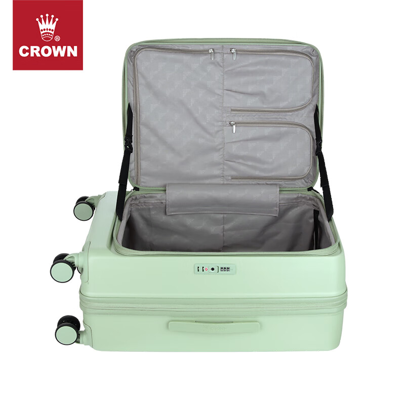 皇冠（CROWN）皇冠前置可扩充行李箱C-F5502H 抹茶绿 拉链 20英寸 可登机