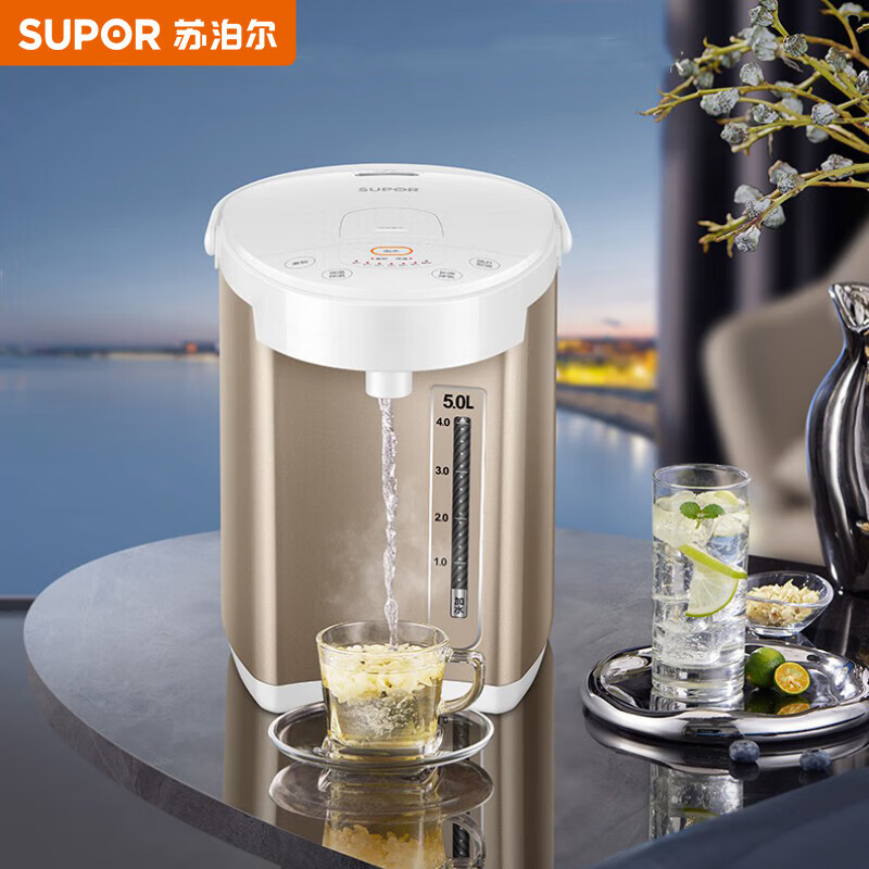 苏泊尔（SUPOR）电热水瓶家用容量316L不锈钢内胆 6段温控保温烧水壶双模式煮水 SW-50S71A 5L