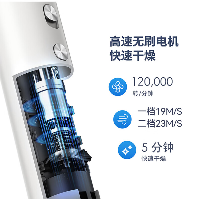 Abereve艾贝丽高速电吹风机2亿负离子家用大风力速干宿舍学生发廊无叶风筒大功率养发护发不伤发ABL-DCF75 珍珠白