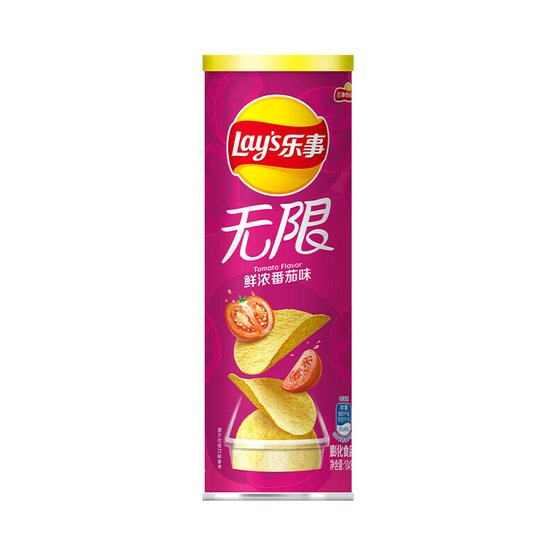 乐事无限薯片 鲜浓番茄味104g 罐装  休闲食品