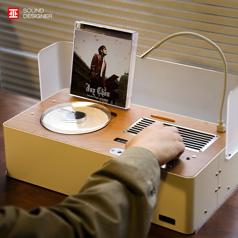 巫CD播放器音响一体机家用桌面复古发烧级高保真无损音质艺术音箱高解析台式纯CD专辑唱片机生日礼物 米白色桌面CD音响