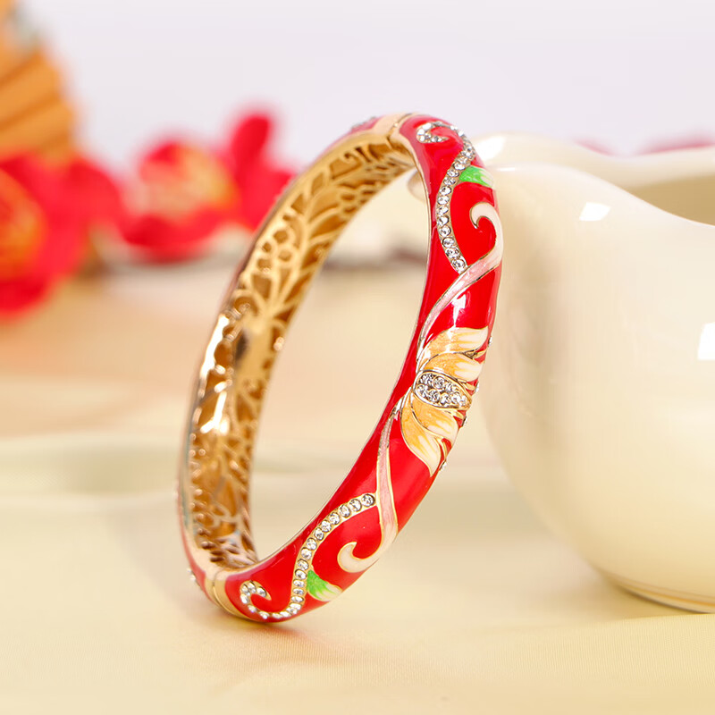 正宗景泰蓝手镯复古掐丝镶钻商务出国送老外闺蜜老婆情人生日礼物