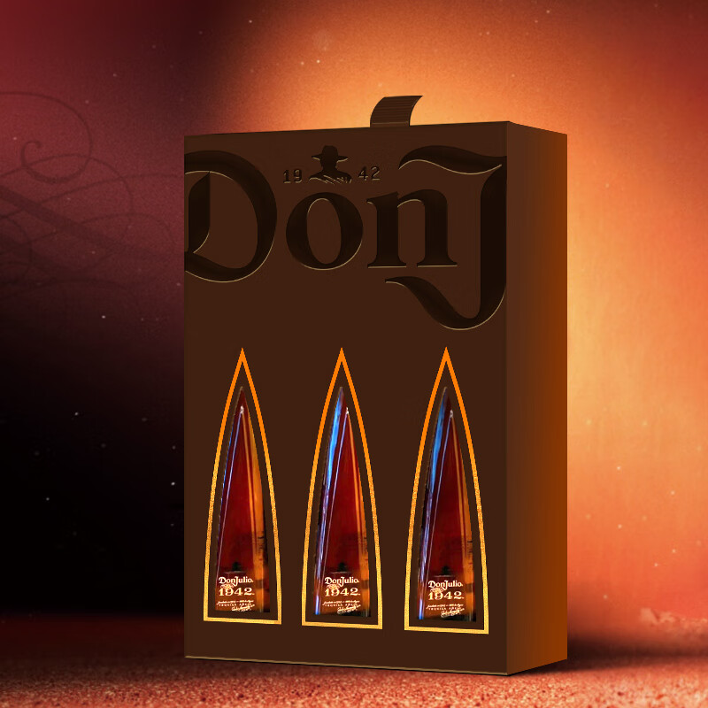 墨西哥进口 Don Julio 唐胡里奥 龙舌兰 1942陈酿 50mL*3瓶礼盒装 多重优惠折后￥364