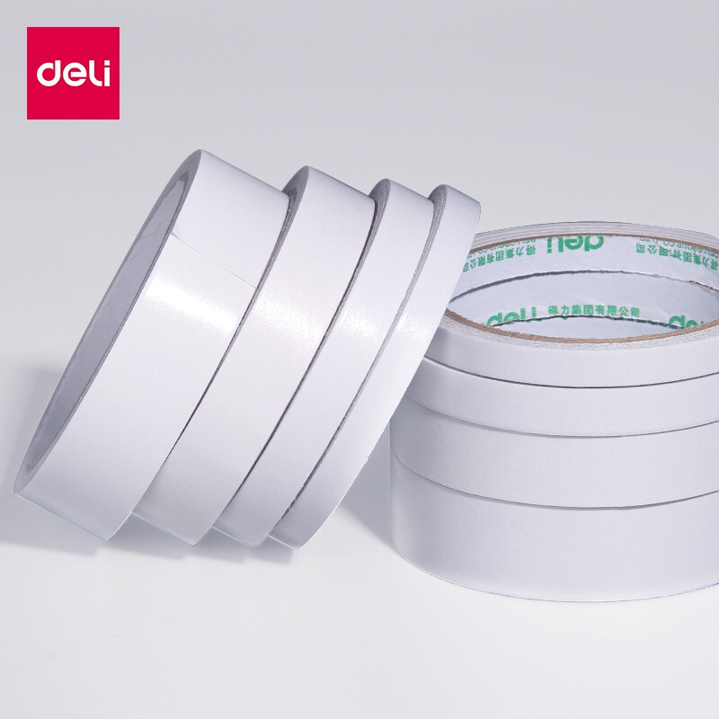 得力（deli）高粘性双面胶带 加粘双面胶双面棉纸胶带/双面泡棉胶带 办公用品 【单卷】宽18mm*长10y 30406