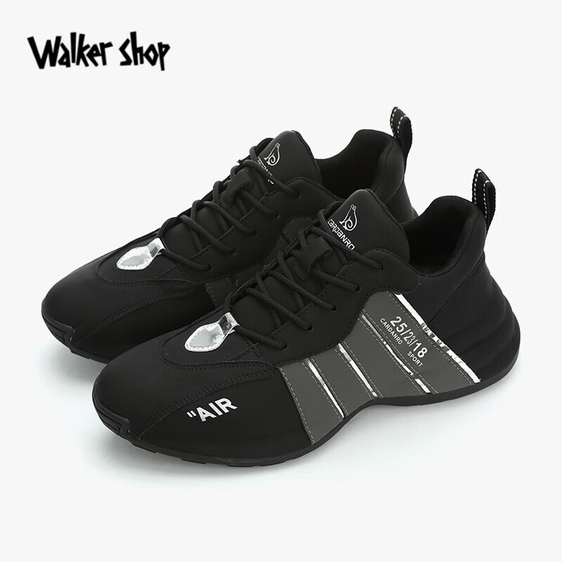 Walker Shop 男鞋新款休闲鞋男【优质牛皮】潮流厚底老爹鞋男士运动跑步鞋