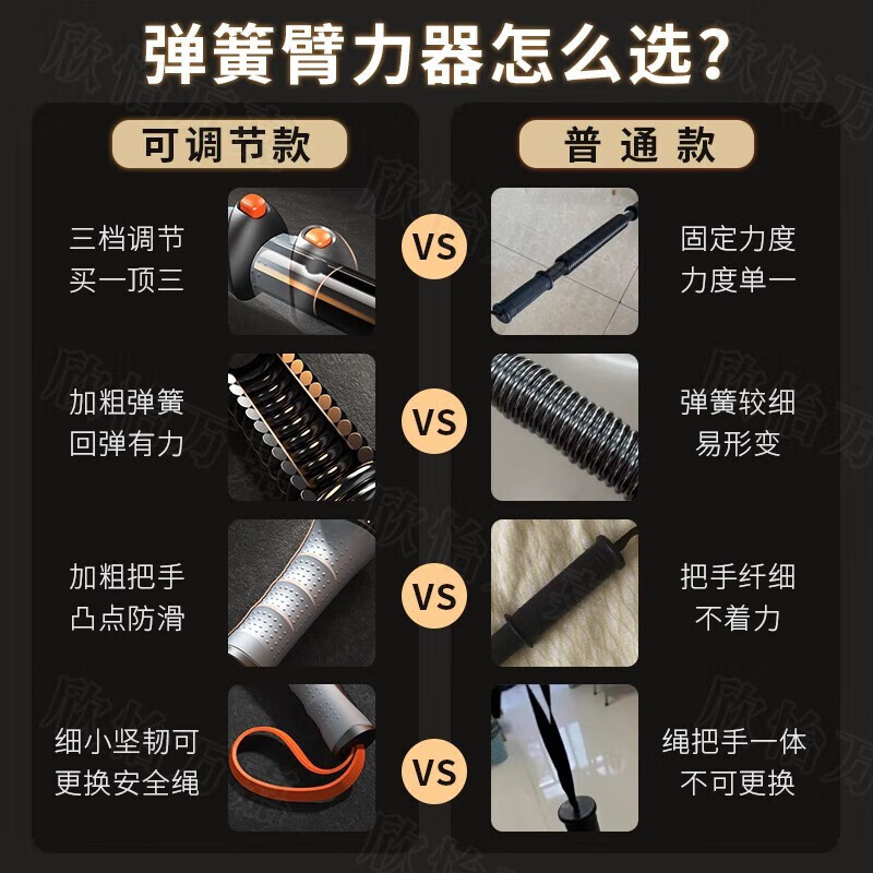 欣怡万嘉弹簧可调节臂力器臂力棒握力棒速臂器男胸肌拉力训练锻炼器材50kg