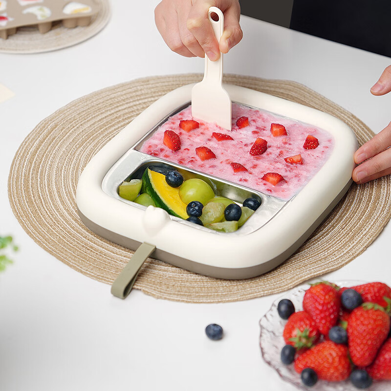 Abereve艾贝丽炒冰机 小型炒酸奶机儿童制冰机器食品级304不锈钢炒酸奶盘炒冰沙机【赠送炒铲】ABL-CB916S 白色