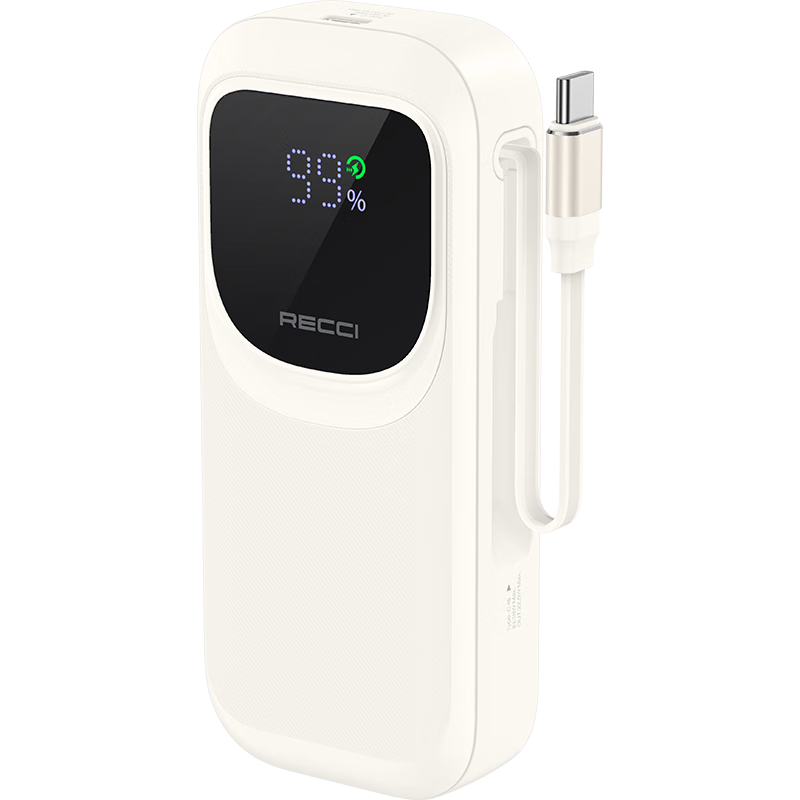 RECCI锐思RPB-P47移动电源一万毫安超级快充22.5支持华为荣耀自带线Type-C口输出快充适用苹果 米色