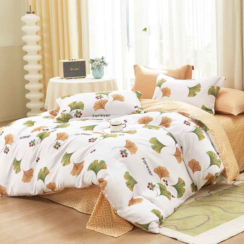 洁丽雅 生态长棉绒四件套磨毛件套双人单人四季通用款四件套 金色童话