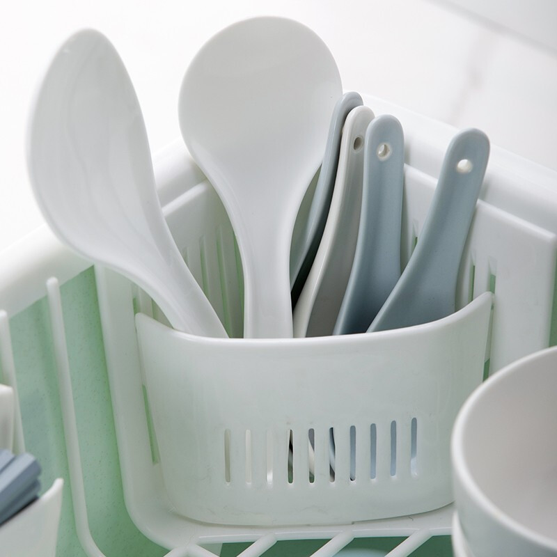 茶花（CHAHUA） 茶花欧式带盖碗碟架放碗架收纳盒沥水架装碗筷收纳箱碗柜置物 【大号】蓝色【1817可立碟/带筷筒/分体式盖】