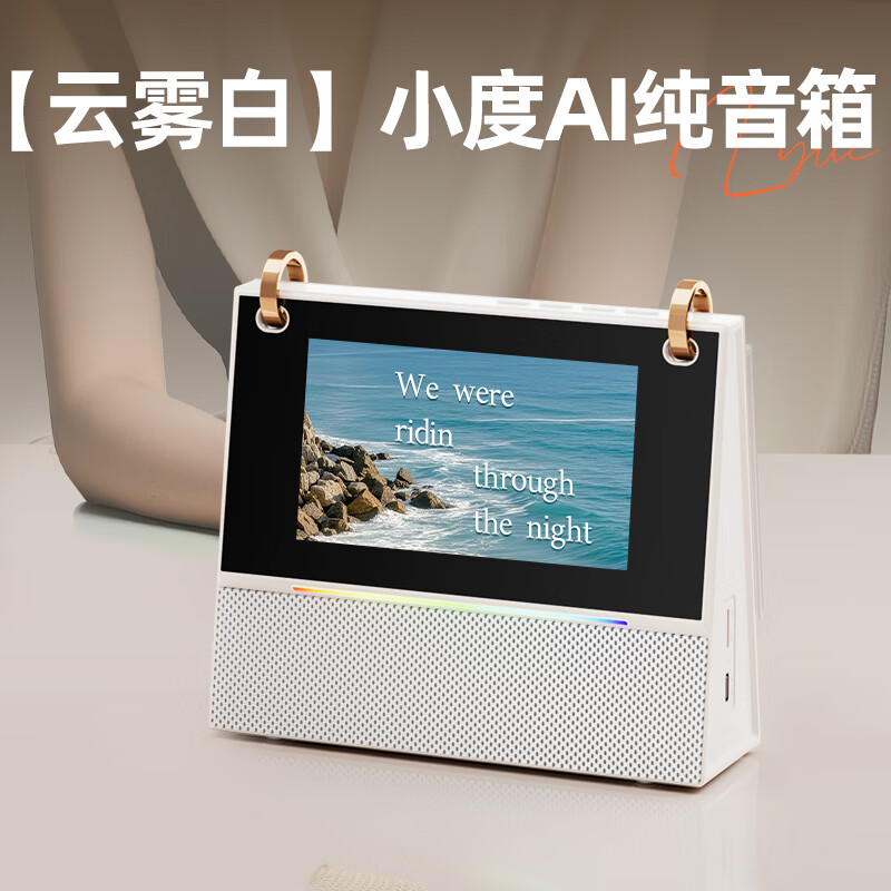 四舍五入悬浮歌词蓝牙音箱智能AI小度语音交互k歌话筒麦克风壁画音响一体式家用室内ktv唱歌神器家庭卡拉OK 云雾白纯音箱款-小度AI语音点歌