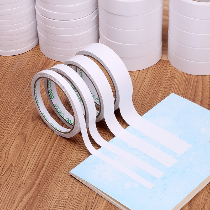 得力（deli）高粘性双面胶带 加粘双面胶双面棉纸胶带/双面泡棉胶带 办公用品 【单卷】宽18mm*长10y 30406