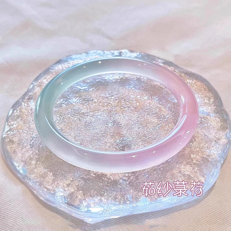 春带彩玛瑙半山半水玉髓手镯冰透渐变色叮当镯玉镯子送女朋友礼物