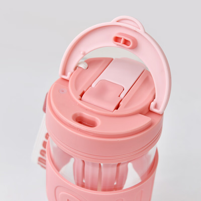 山重山水杯高颜值玻璃杯运动便携吸管杯双饮口泡茶杯子耐高温车载杯3161 粉色550ml【礼盒装】