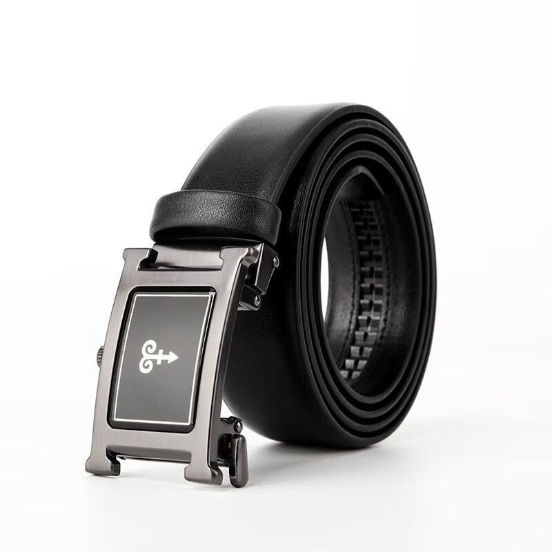 恒源祥（HYX）（HYX）男士皮带真皮年轻人商务牛皮自动扣裤腰带送男友生日礼物 黑色