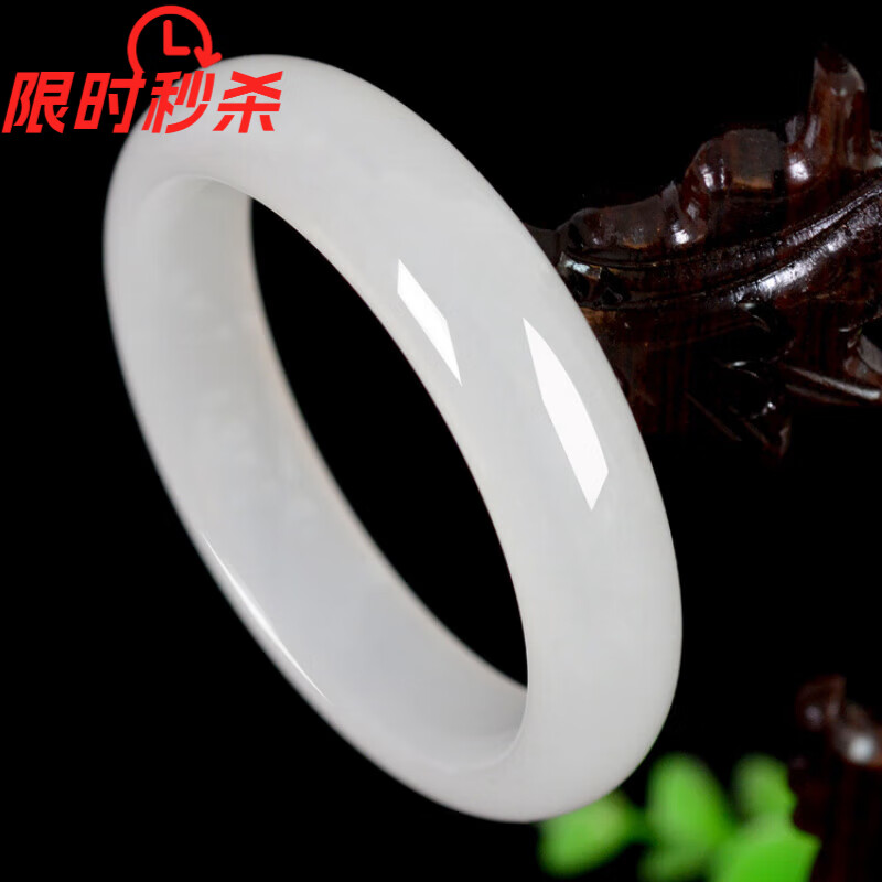 胖东来品质白玉色手镯新疆和田白玉碧玉女玉石羊脂七夕情人节礼物