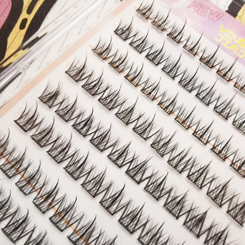 新手大容量免胶免卸懒人三部曲自然仿真浓密假睫毛漫画太阳花睫 100簇免胶十排三部曲