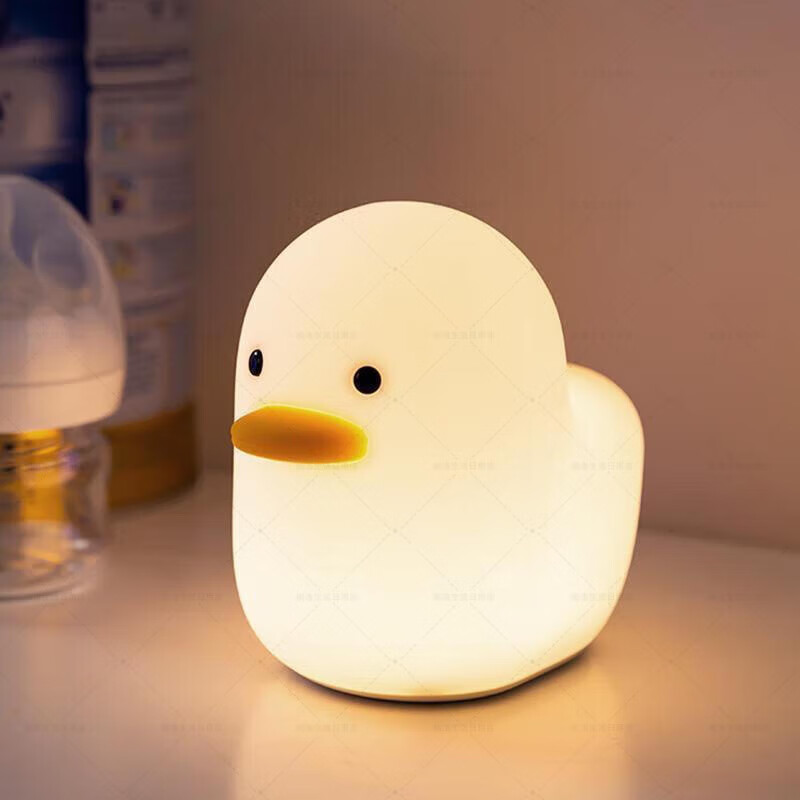 开心夜灯呆呆鸭硅胶小夜灯USB充电小鸭子卧室床头氛围灯创意礼品 可爱呆呆鸭【拍拍灯-七色调光】