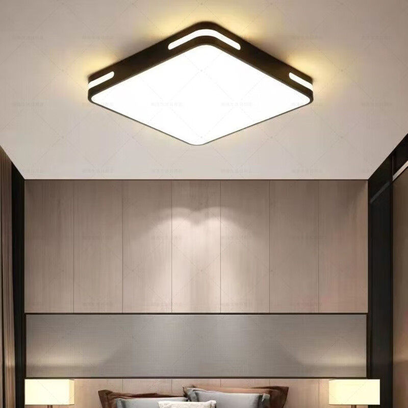 灯罩外壳罩正方形方形灯罩外壳通用铁边框吸顶灯罩外壳防刺眼万能 铁艺黑50*50cm灯罩+底盘