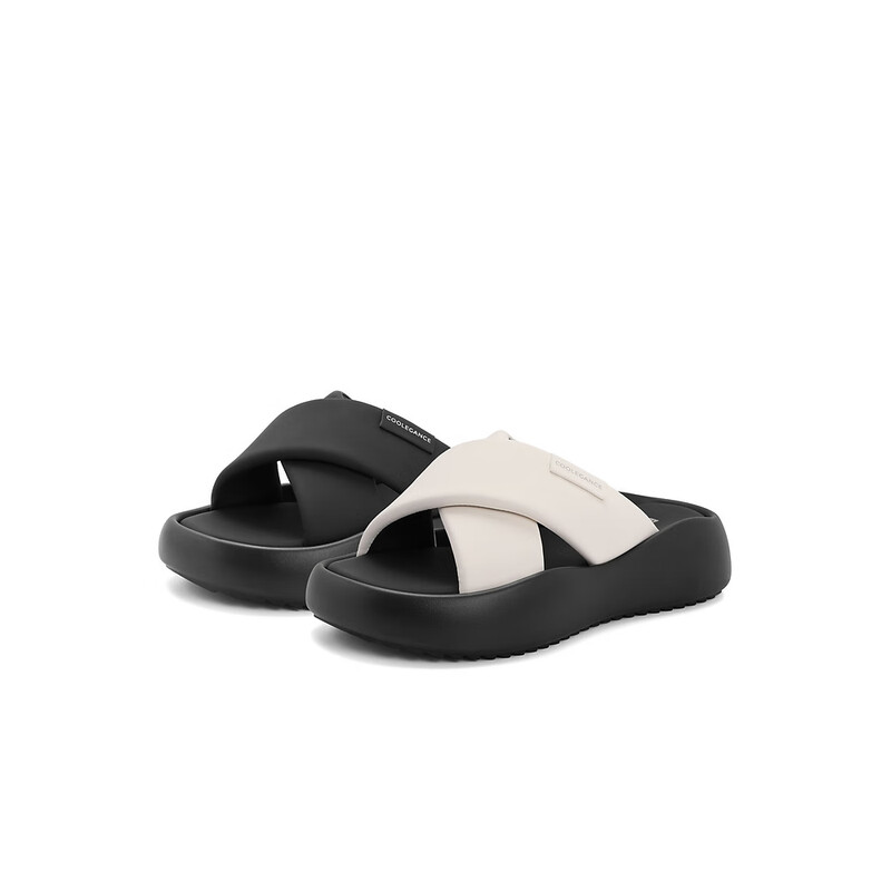 百丽交叉带凉拖女2023夏季新商场同款厚底休闲凉拖B1340BT3 黑色 38