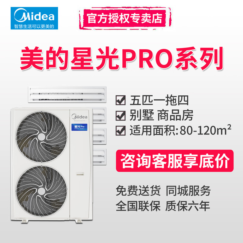 美的（Midea）星光Pro中央空调家用空调扇多联机三室两厅全直流变频嵌入式一级能效理想家国家贴补风管机包安装
