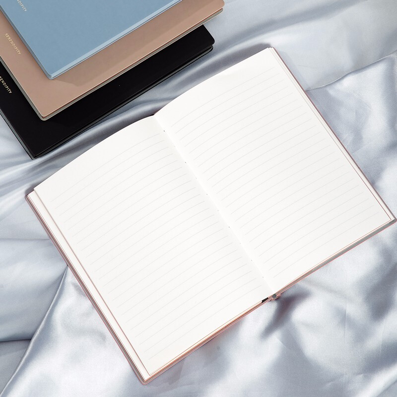 得力（deli）A5皮面本皮面笔记本子肤感笔记本子 学生记事本手账本会议日记本文具软面抄本记事本 夕雾蓝 22290