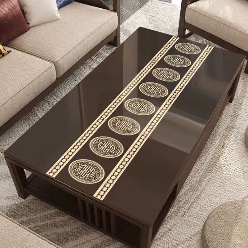 餐桌布轻奢高级感中式桌布PVC透明印几垫长方形餐桌垫电视柜垫防