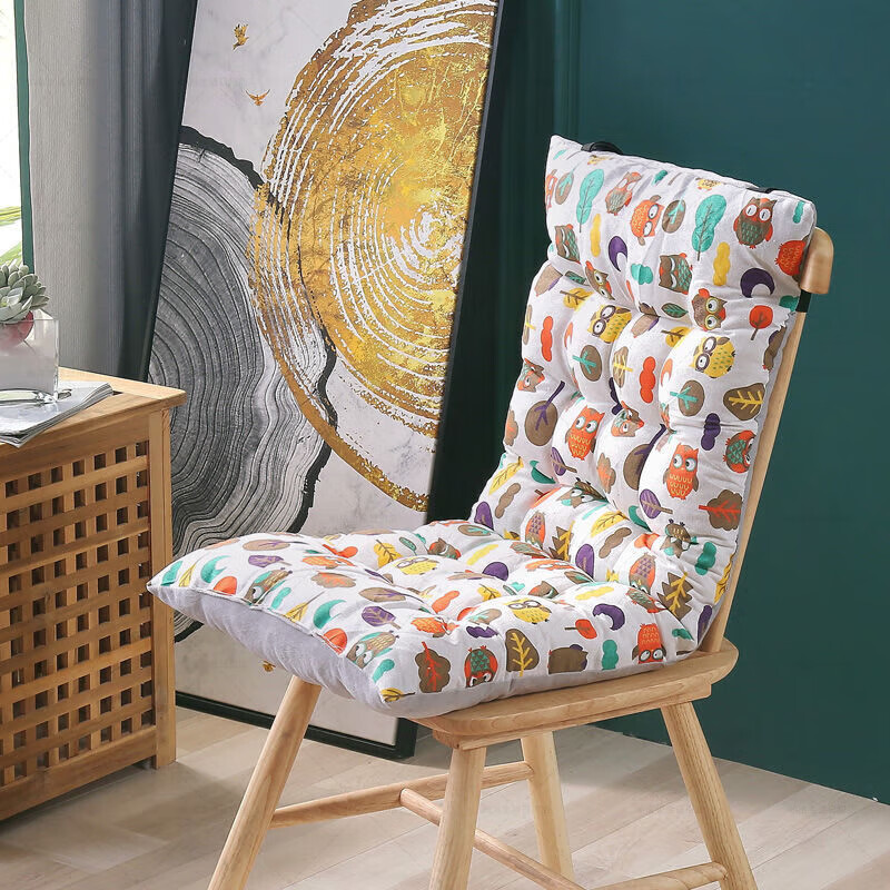 春秋椅坐垫带靠背一体的坐垫靠背一体办公室椅子靠垫椅垫久坐屁垫 （正反两用）猫头鹰 宽42*长78*厚8cm不含椅子