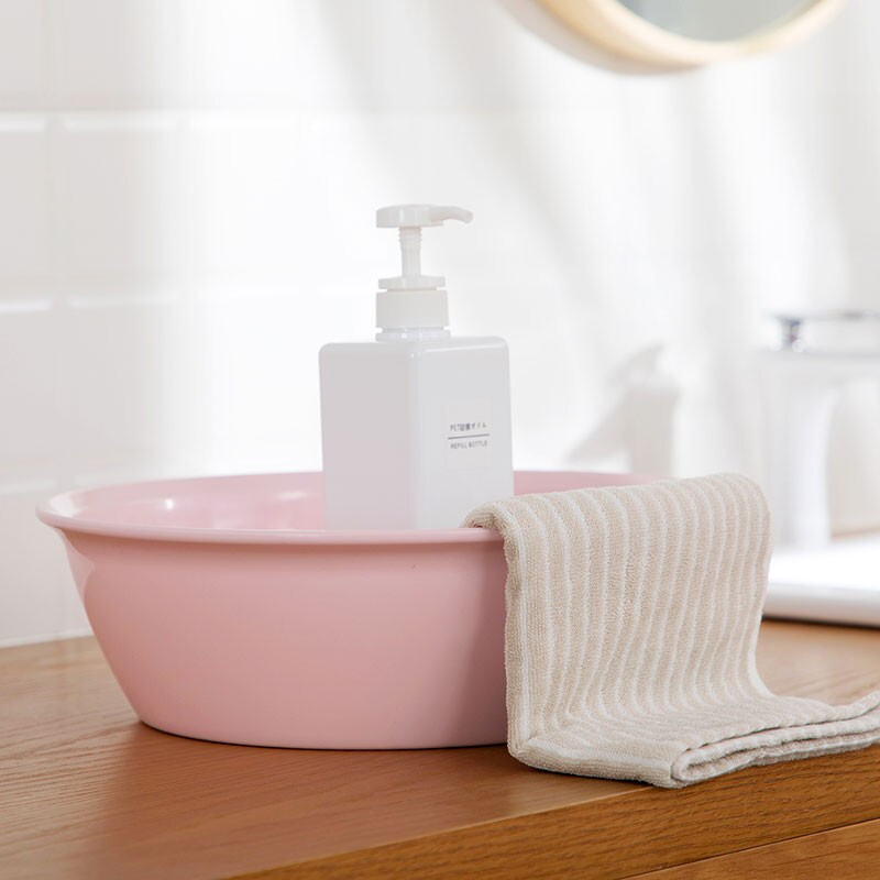 茶花家用加厚塑料脸盆宝宝婴儿可爱马卡龙洗脸盆抑菌大号圆盆方盆 【直径*高：34*10.4cm】蓝色圆盆