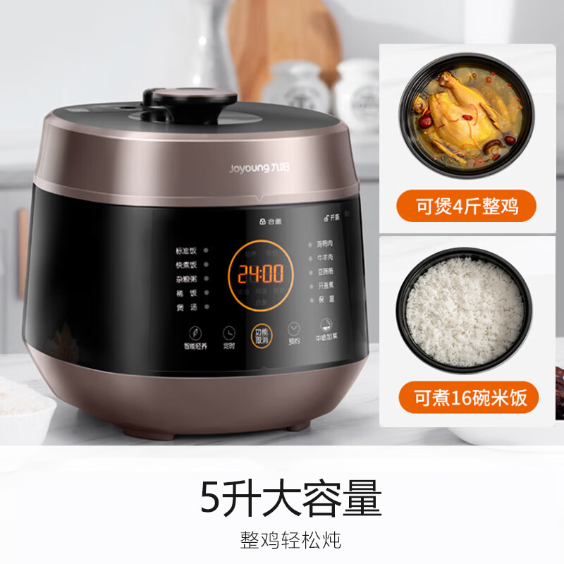 九阳（Joyoung）5升智能家用一锅双胆多功能电压力锅压力煲铜匠大火开盖营养煮高压锅预约定时电高压锅Y-50C82
