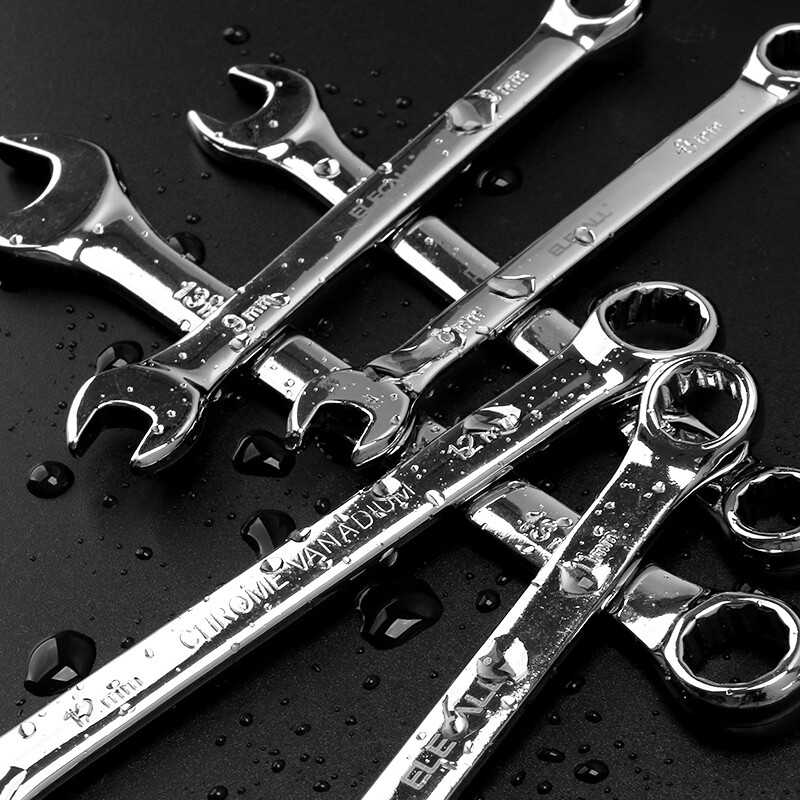 伊莱科(elecall)两用扳手8件套 精抛平面双头扳手开口梅花扳手五金