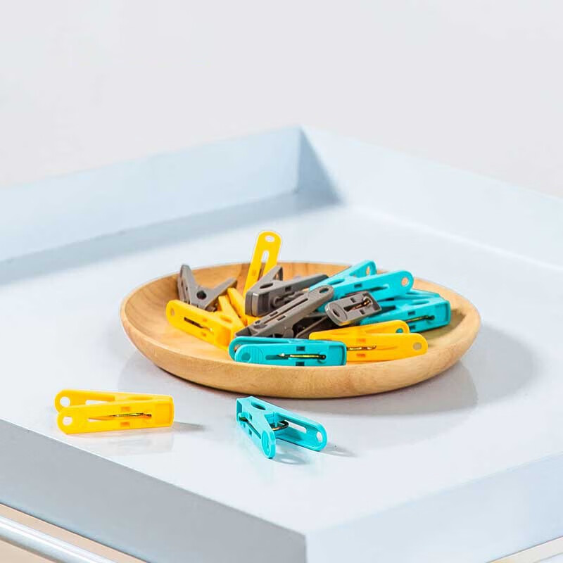 茶花塑料衣夹子小号大夹子衣架晒晾衣夹晾晒固定衣服家用 30枚装（颜色随机）