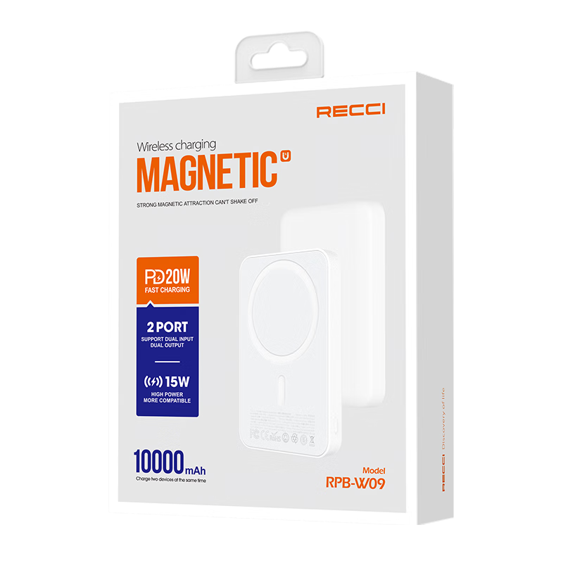 RECCI锐思（Recci） RPB-W09无线充电宝RPB-W11带弹窗功能移动电源适用苹果 RPB-W09（10000毫安）