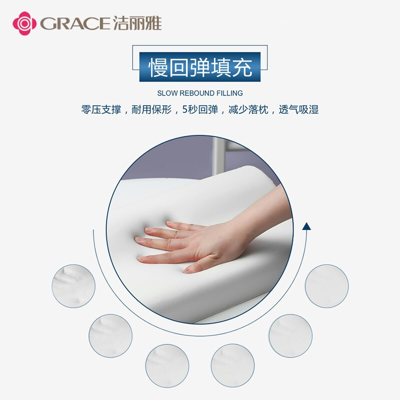 洁丽雅（Grace）婴儿枕儿童记忆棉小孩成长枕2-8岁幼儿园宝宝定型枕波浪记忆枕芯
