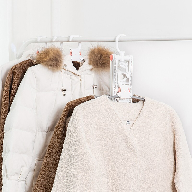 茶花多功能衣架收纳神器衣架子挂衣架家用晾衣架多层折叠 红点白体