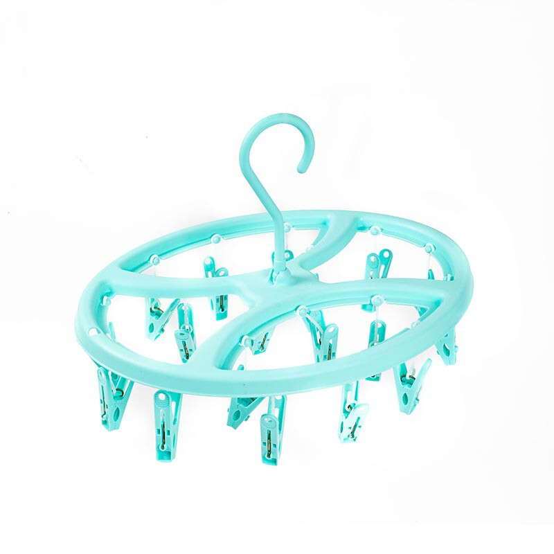 茶花晾袜子衣架多夹子圆盘家用内衣宝宝晒衣挂晾衣夹 （圆形）樱花粉