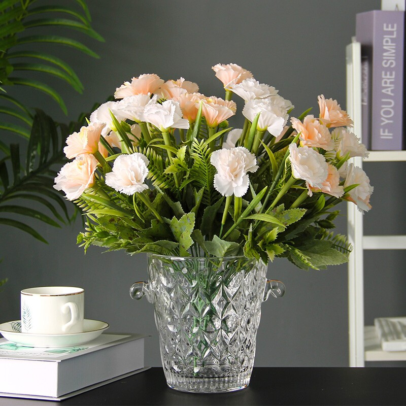 法兰晶 轻奢烟灰描金北欧水晶花瓶玻璃花瓶插花瓶餐桌摆件水培绿萝