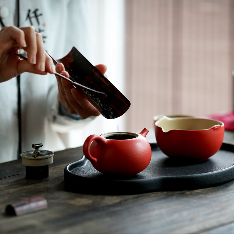 万仟堂（Edenus）功夫茶具套装陶瓷创意柿子茶壶茶盘茶杯茶具事事如意