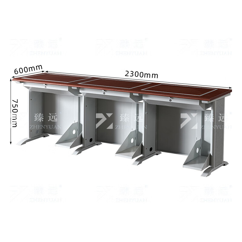臻远ZY4012424隐藏式翻转电脑桌培训桌办公桌C款三人位
