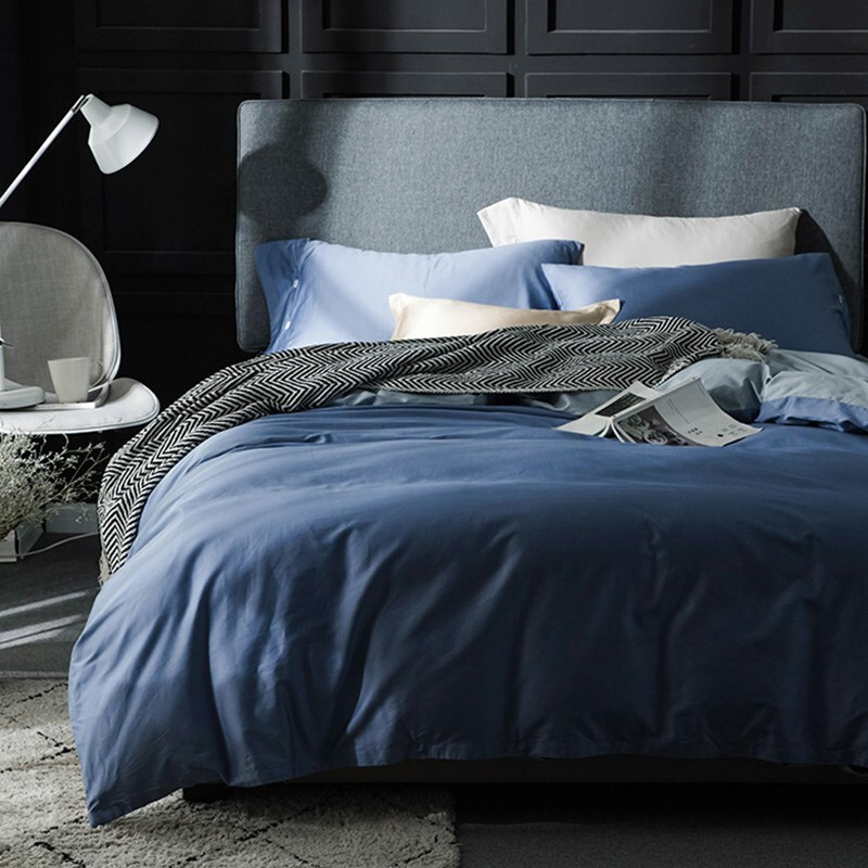 伊伊爱 QMTJ-8CMR-001 /60S高支全棉长绒棉纯色素色四件套200*230cm 风暴兰 双拼200*230cm