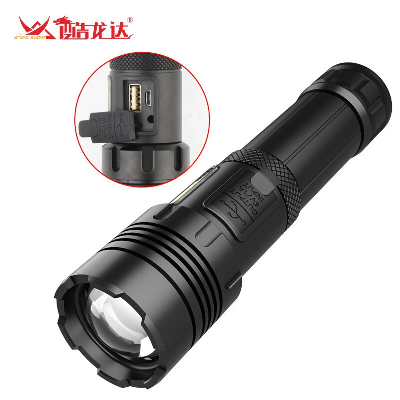 酷龙达COLODA 新款强光远射大功率不锈钢按键超亮铝合金外壳手电筒 CLD-YF73