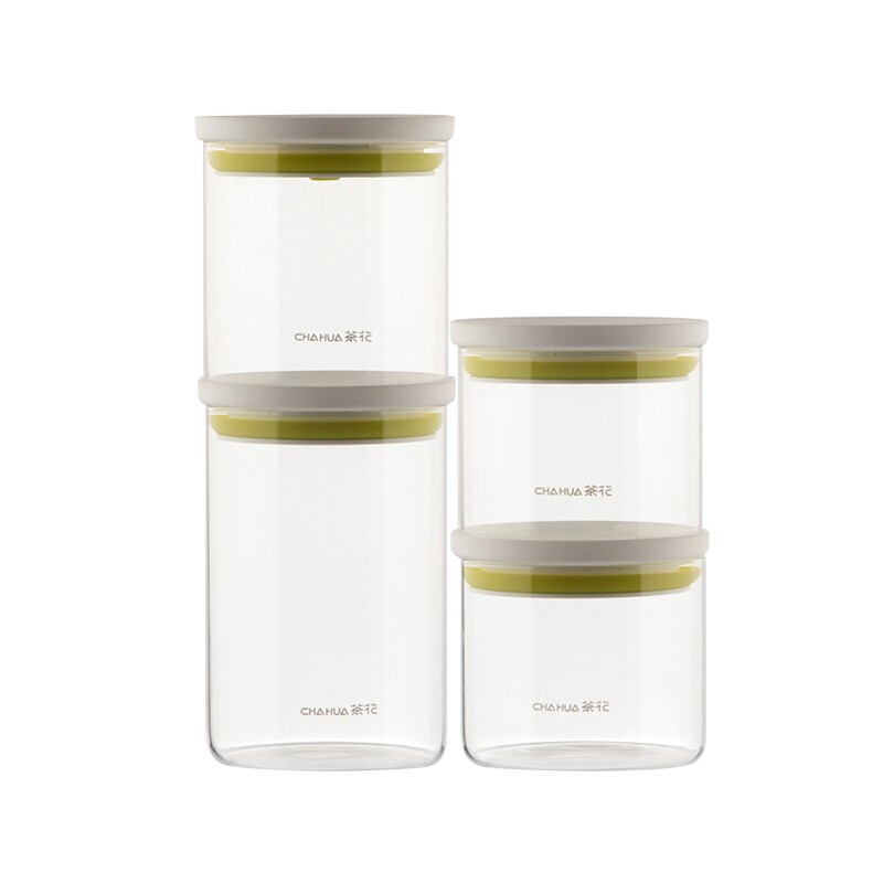 茶花密封罐玻璃食品瓶子蜂蜜柠檬百香果瓶泡菜坛子带盖家用厨房储物罐 大中小三件套
